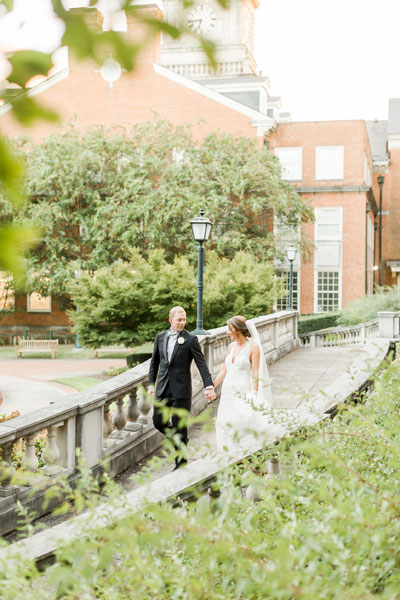  Bright & Airy Edited Portrait with Custom Preset of Bride and Groom on Stairs