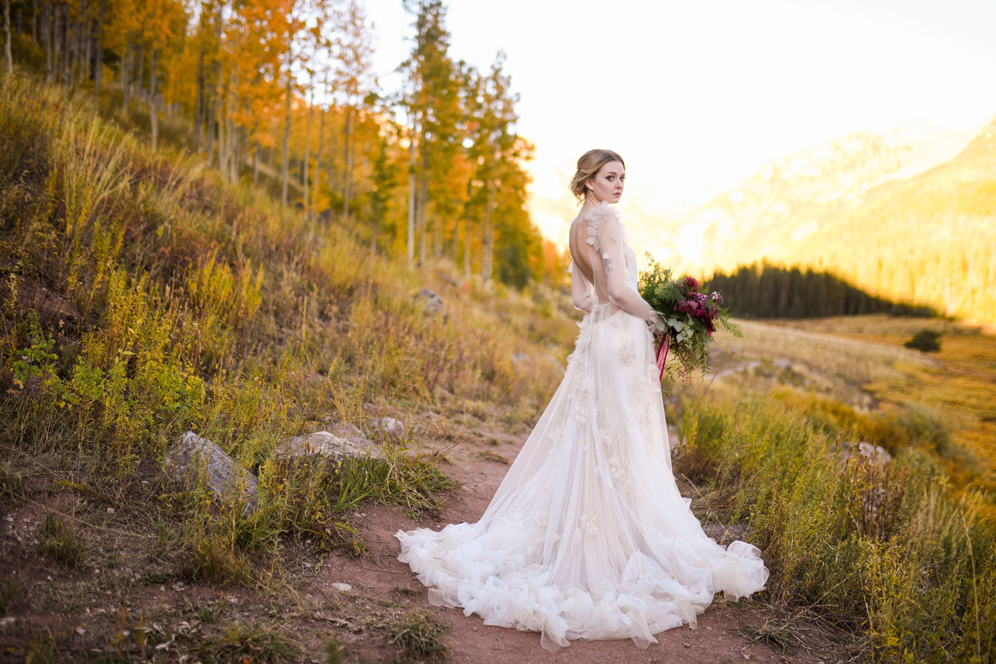 Bridal Portrait of Bride in Beautiful Wedding Dress Custom Edited with Custom Preset and Editing Style